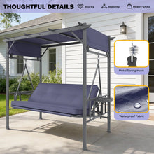 Load image into Gallery viewer, AECOJOY 2-in-1 Convertible Porch Swing Bed 3 Seat, Outdoor Patio Metal Pergola Swing