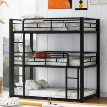 Load image into Gallery viewer, Harper &amp; Bright Designs Metal Triple Bunk Bed Twin Over Twin Bunk Bed with Ladder and Safety Guardrail 3 Bunk Bed for Living Room Bedroom, Sliver