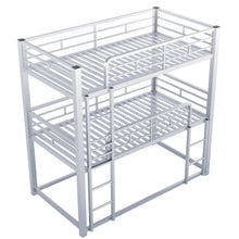 Load image into Gallery viewer, Harper &amp; Bright Designs Metal Triple Bunk Bed Twin Over Twin Bunk Bed with Ladder and Safety Guardrail 3 Bunk Bed for Living Room Bedroom, Sliver