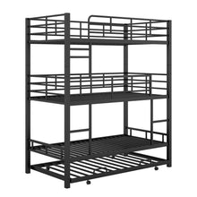 Load image into Gallery viewer, Harper &amp; Bright Designs Metal Triple Bunk Bed Twin Over Twin Bunk Bed with Ladder and Safety Guardrail 3 Bunk Bed for Living Room Bedroom, Sliver
