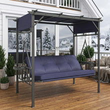 Load image into Gallery viewer, AECOJOY 2-in-1 Convertible Porch Swing Bed 3 Seat, Outdoor Patio Metal Pergola Swing