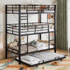 Harper & Bright Designs Metal Triple Bunk Bed Twin Over Twin Bunk Bed with Ladder and Safety Guardrail 3 Bunk Bed for Living Room Bedroom, Sliver