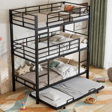 Load image into Gallery viewer, Harper &amp; Bright Designs Metal Triple Bunk Bed Twin Over Twin Bunk Bed with Ladder and Safety Guardrail 3 Bunk Bed for Living Room Bedroom, Sliver