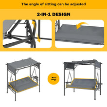 Load image into Gallery viewer, AECOJOY 2-in-1 Convertible Porch Swing Bed 3 Seat, Outdoor Patio Metal Pergola Swing